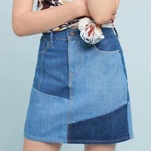 Levi's x Anthropologie Patchwork Denim Mini Skirt Sz 28